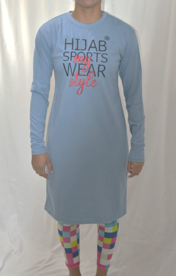 Hijab Sportswear Women's LS Tee Dress Blue My Style 12